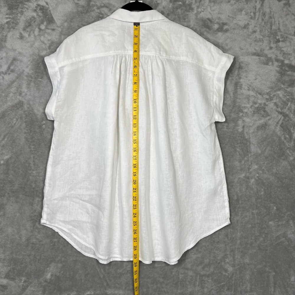 Artisan NY 100% Linen Short Sleeve Shirt Women's M White Beach Lagenlook Capsule - Picture 8 of 9